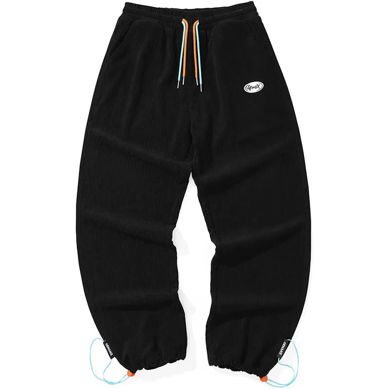 Minimalist Plain Label Loose Straight Casual Pants