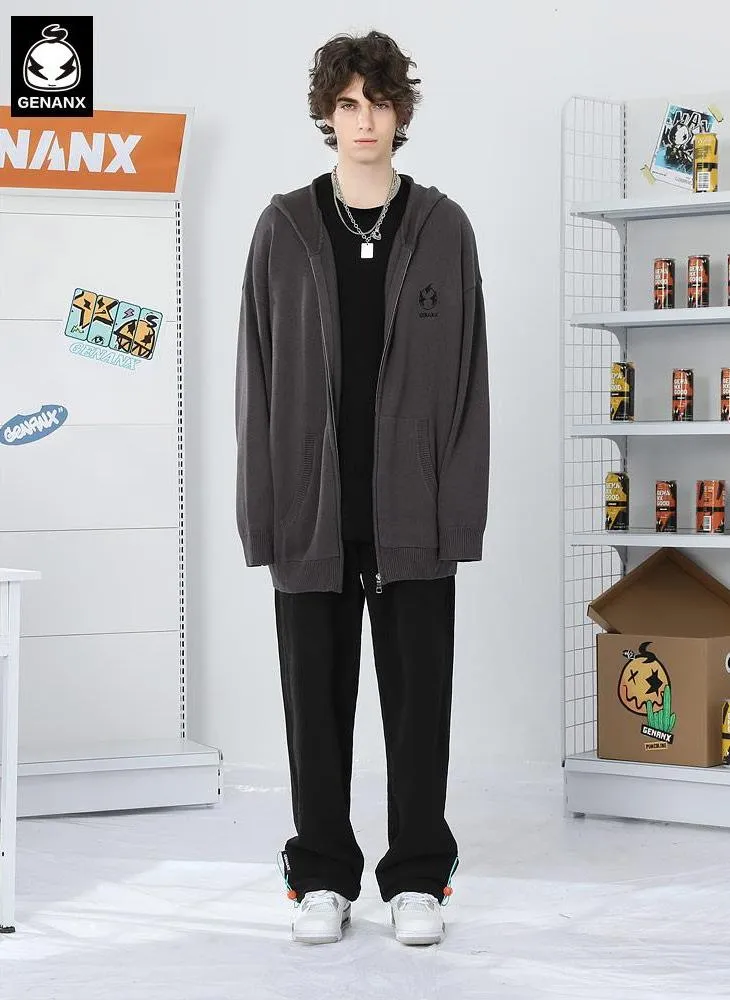 Minimalist Plain Label Loose Straight Casual Pants