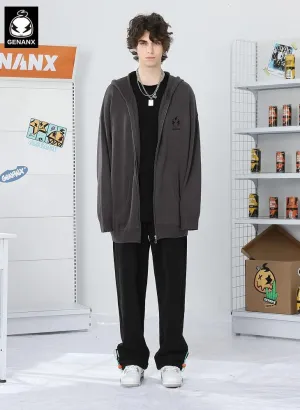 Minimalist Plain Label Loose Straight Casual Pants