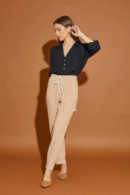 MUSTARD SEED V Neck Button Down Henley Shirt