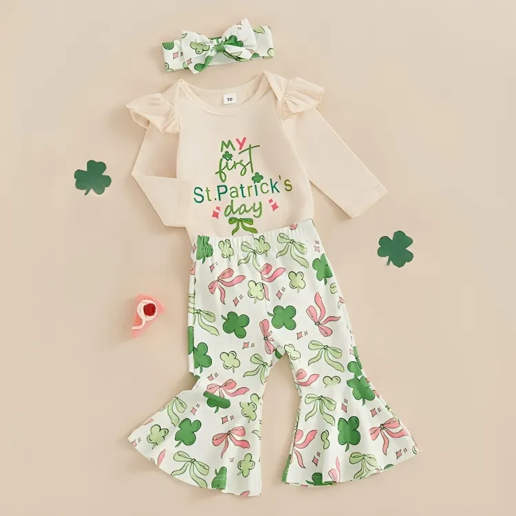 My First St. Patrick's Day Flared Pants Baby Set