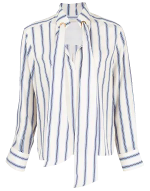 Neck Tie Striped Blouse