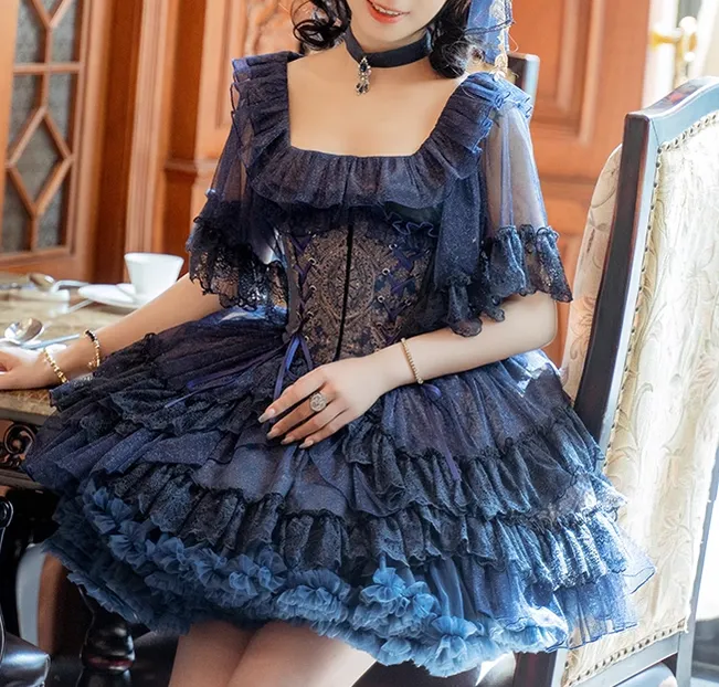 Neo Ludwig~Elegant Lolita Fishbone Corset Tail Dress