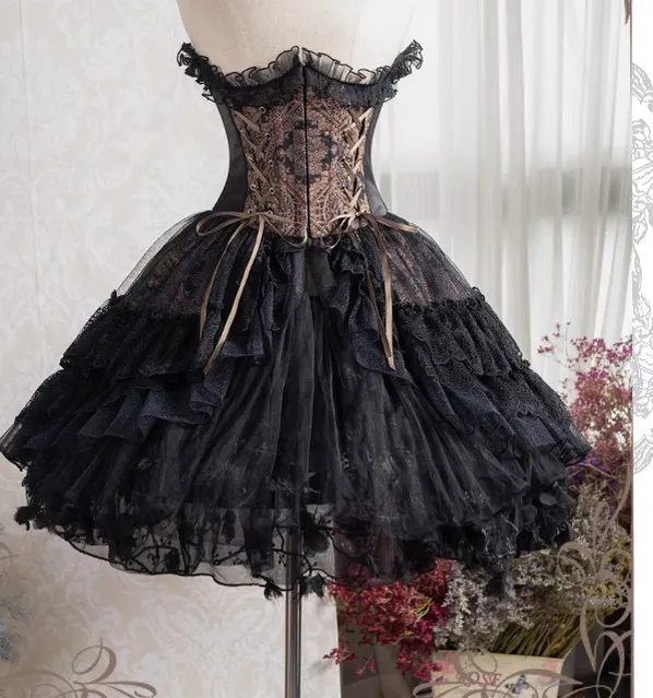 Neo Ludwig~Elegant Lolita Fishbone Corset Tail Dress
