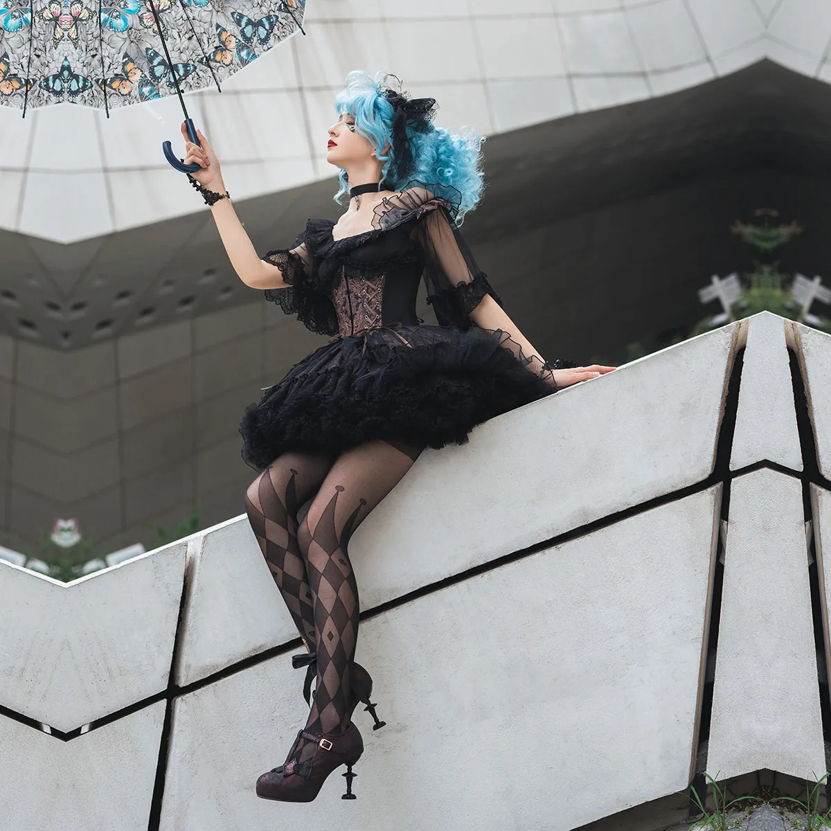 Neo Ludwig~Elegant Lolita Fishbone Corset Tail Dress