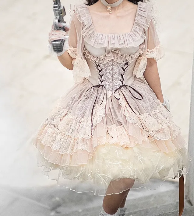 Neo Ludwig~Elegant Lolita Fishbone Corset Tail Dress