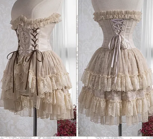 Neo Ludwig~Elegant Lolita Fishbone Corset Tail Dress