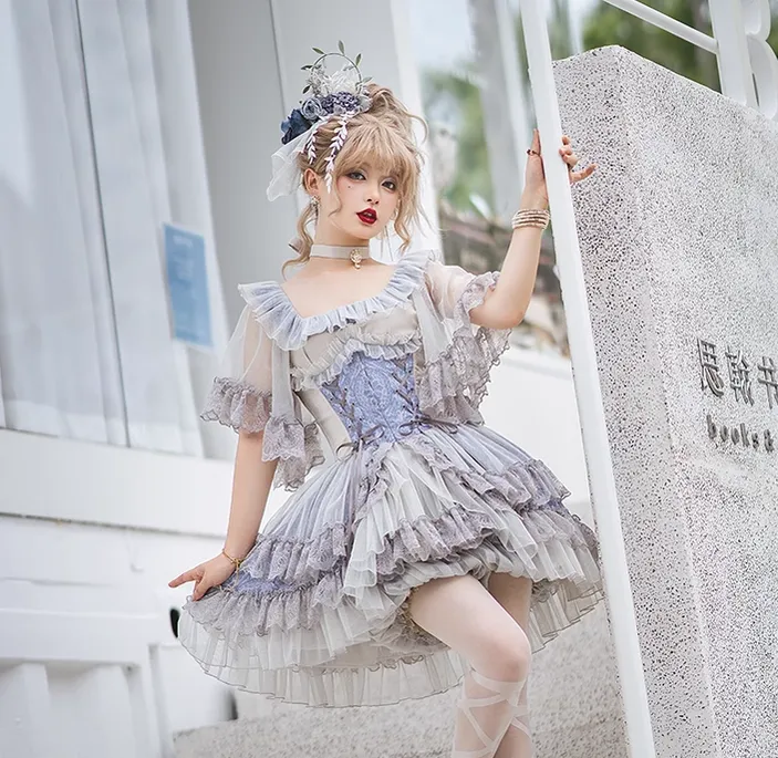 Neo Ludwig~Elegant Lolita Fishbone Corset Tail Dress