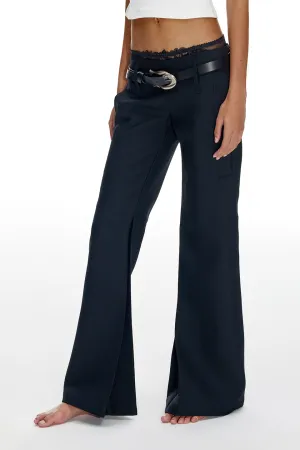 Neutral Low Waist Black Flared Pants