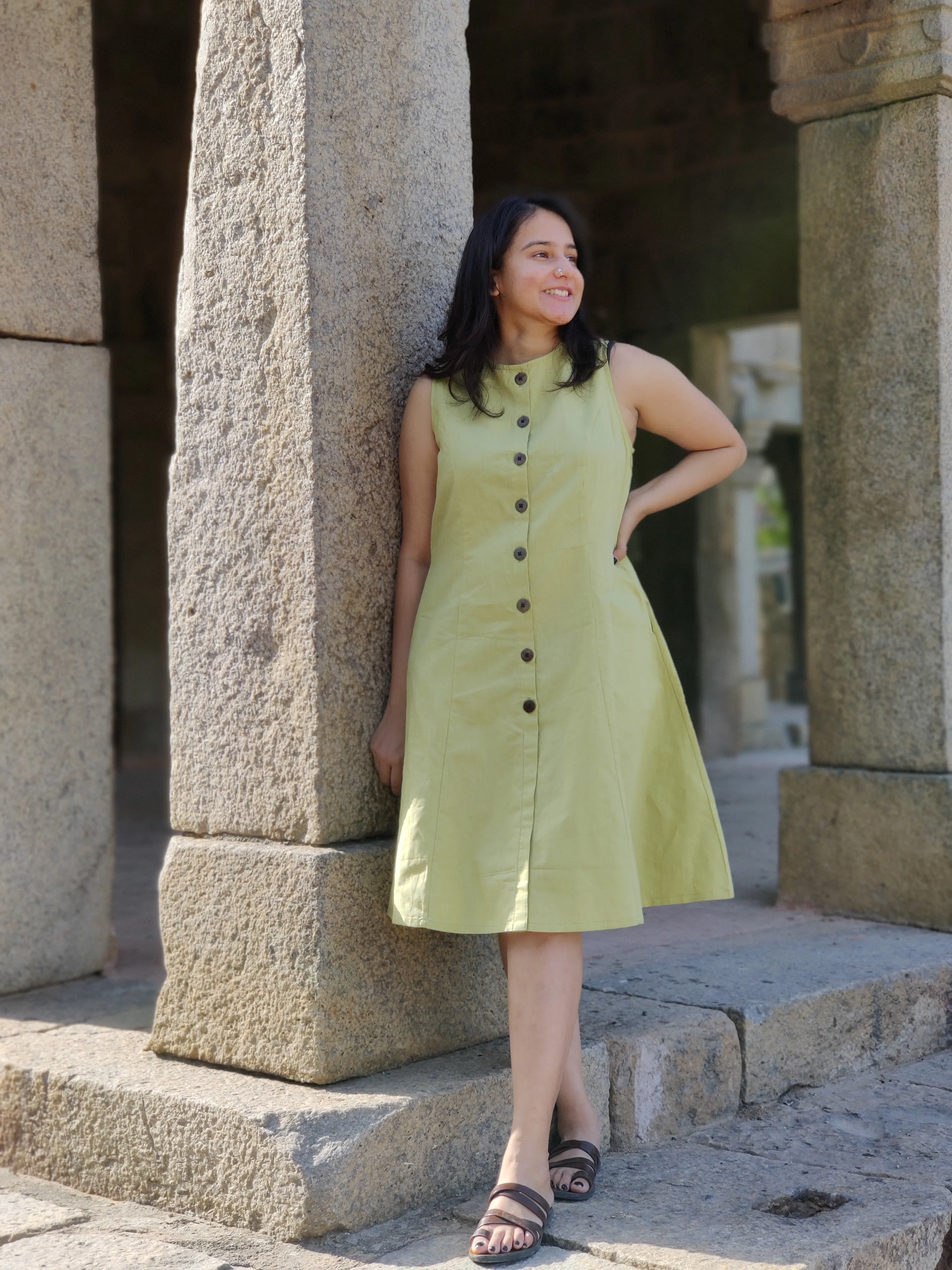 Nimbu Flared Cotton Dress