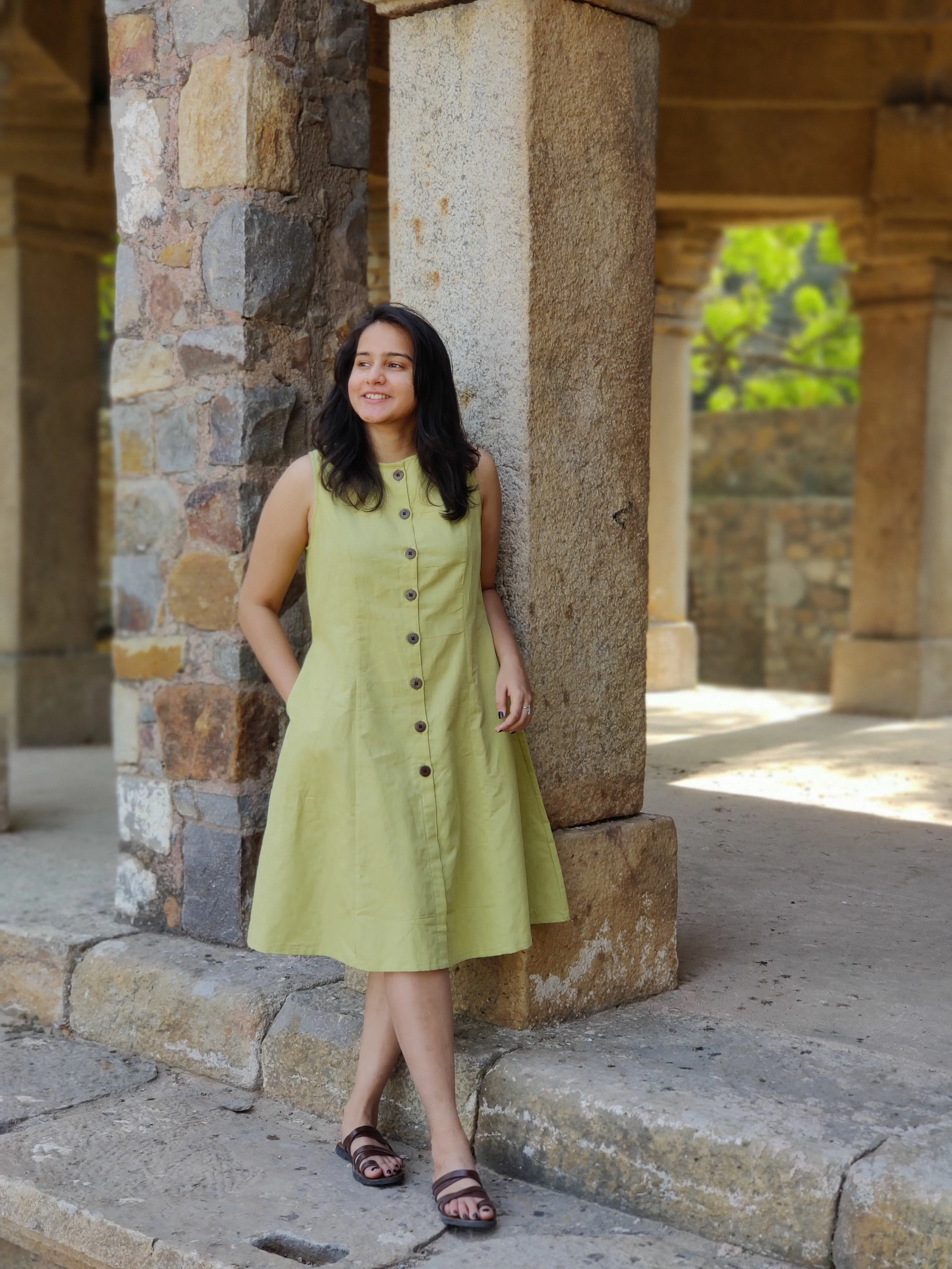Nimbu Flared Cotton Dress