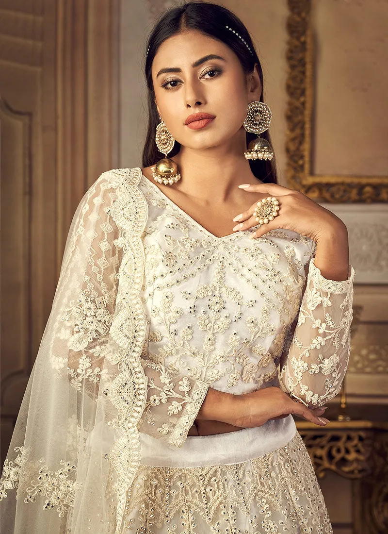 Off White Embroidery Designer Wedding Lehenga Choli