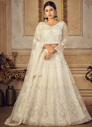 Off White Embroidery Designer Wedding Lehenga Choli