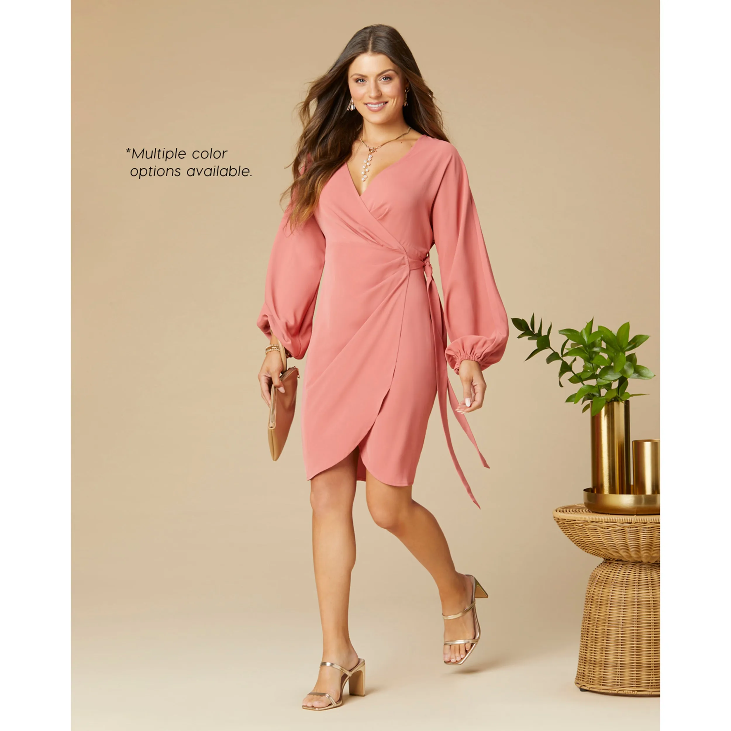 Olivia Deep V-Neck Wrap Dress - Black - Final Sale