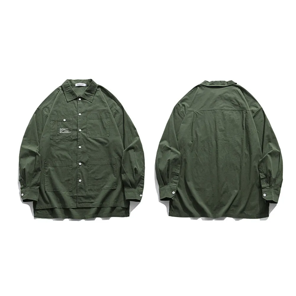 OXFORD LONGSLEEVE BUTTONDOWN SHIRT UNISEX MULTI-POCKET