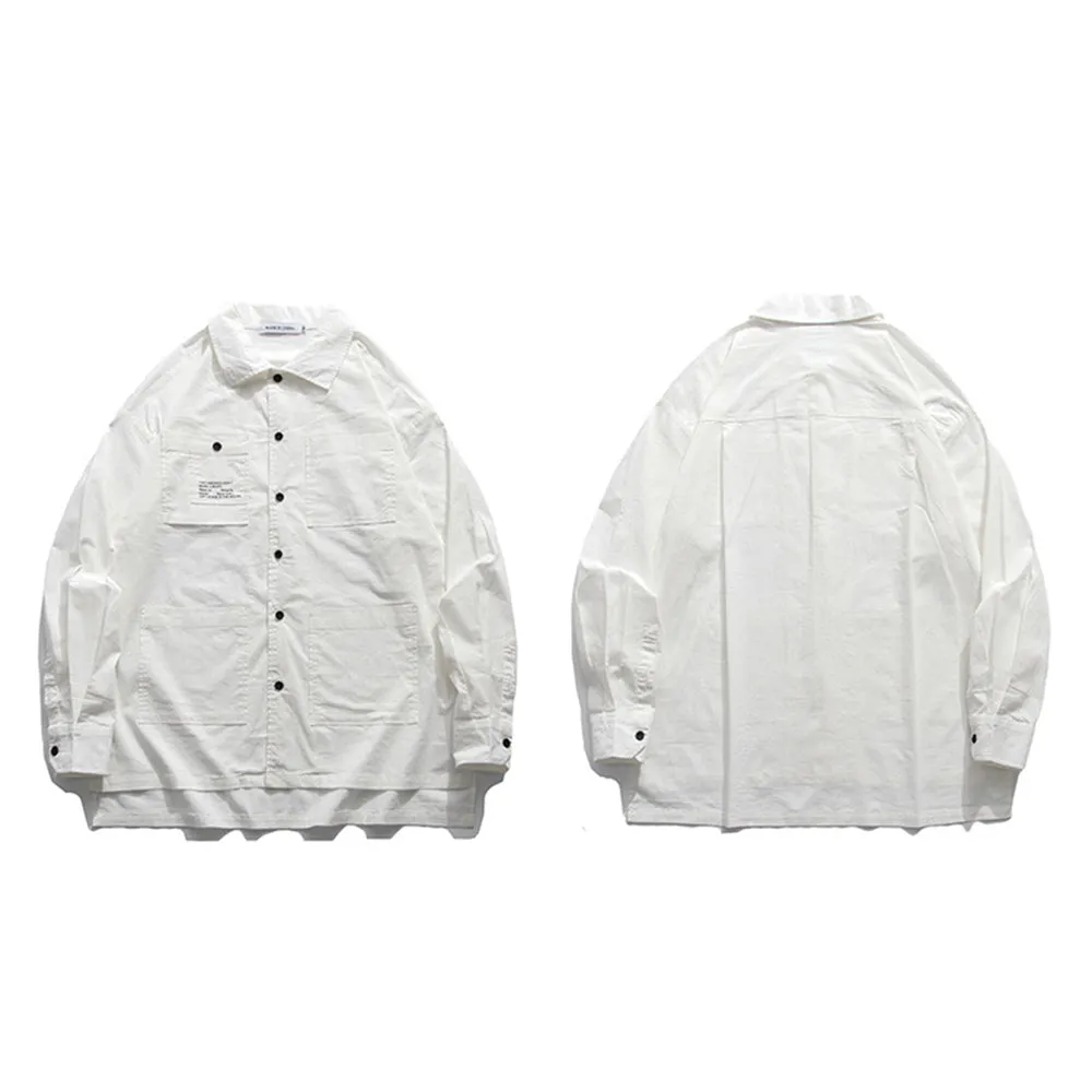 OXFORD LONGSLEEVE BUTTONDOWN SHIRT UNISEX MULTI-POCKET