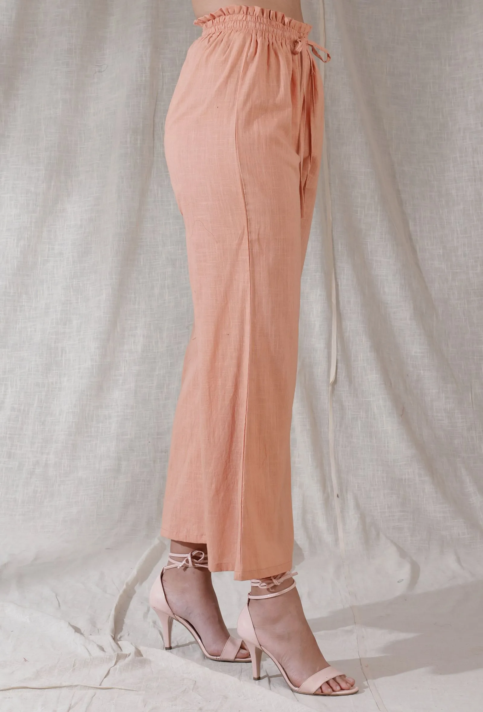 Peach color heavy cotton flared pant