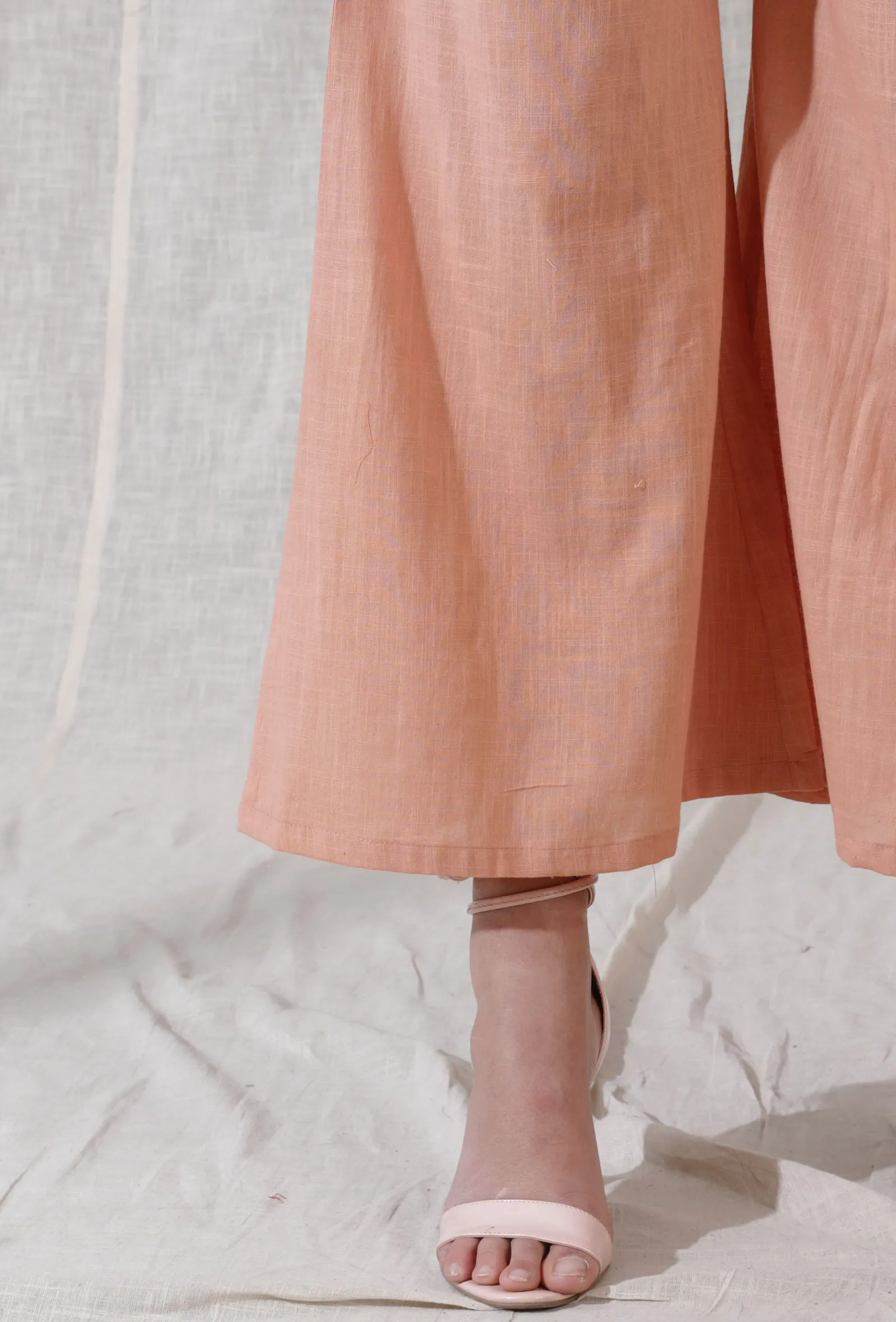Peach color heavy cotton flared pant