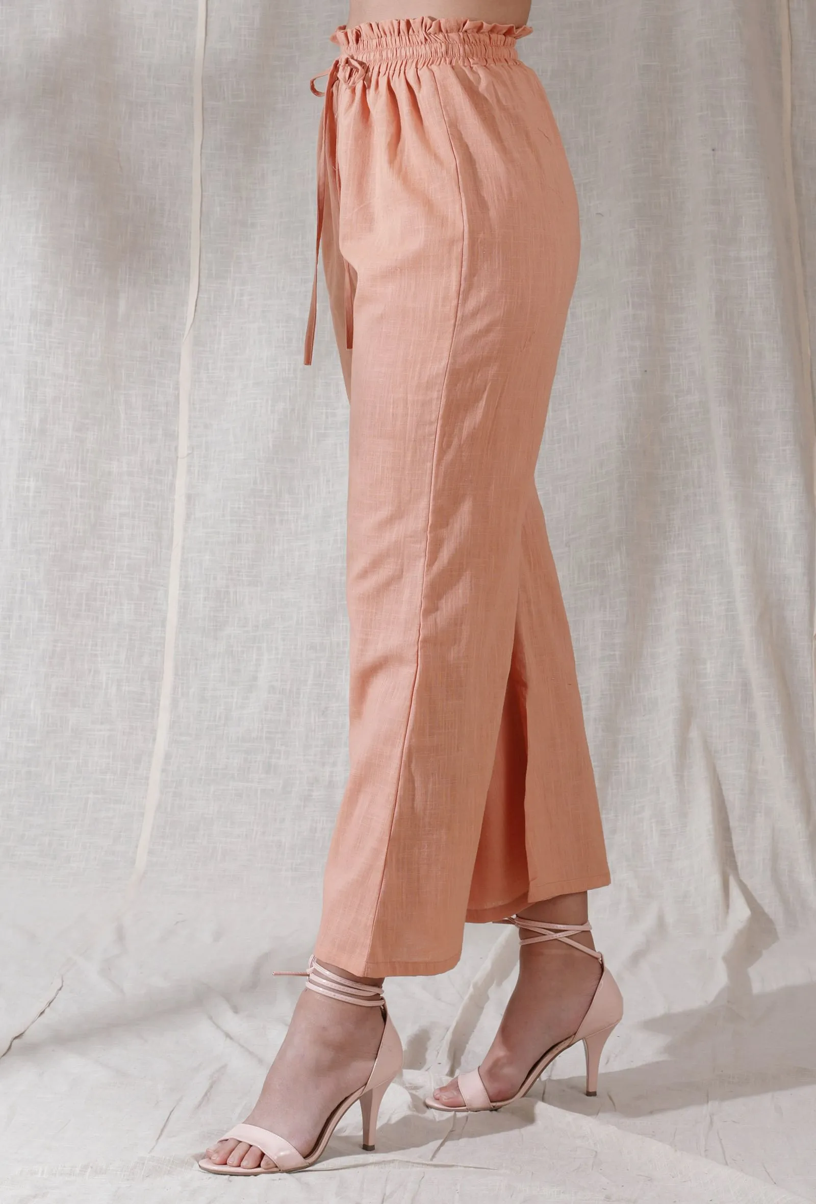 Peach color heavy cotton flared pant