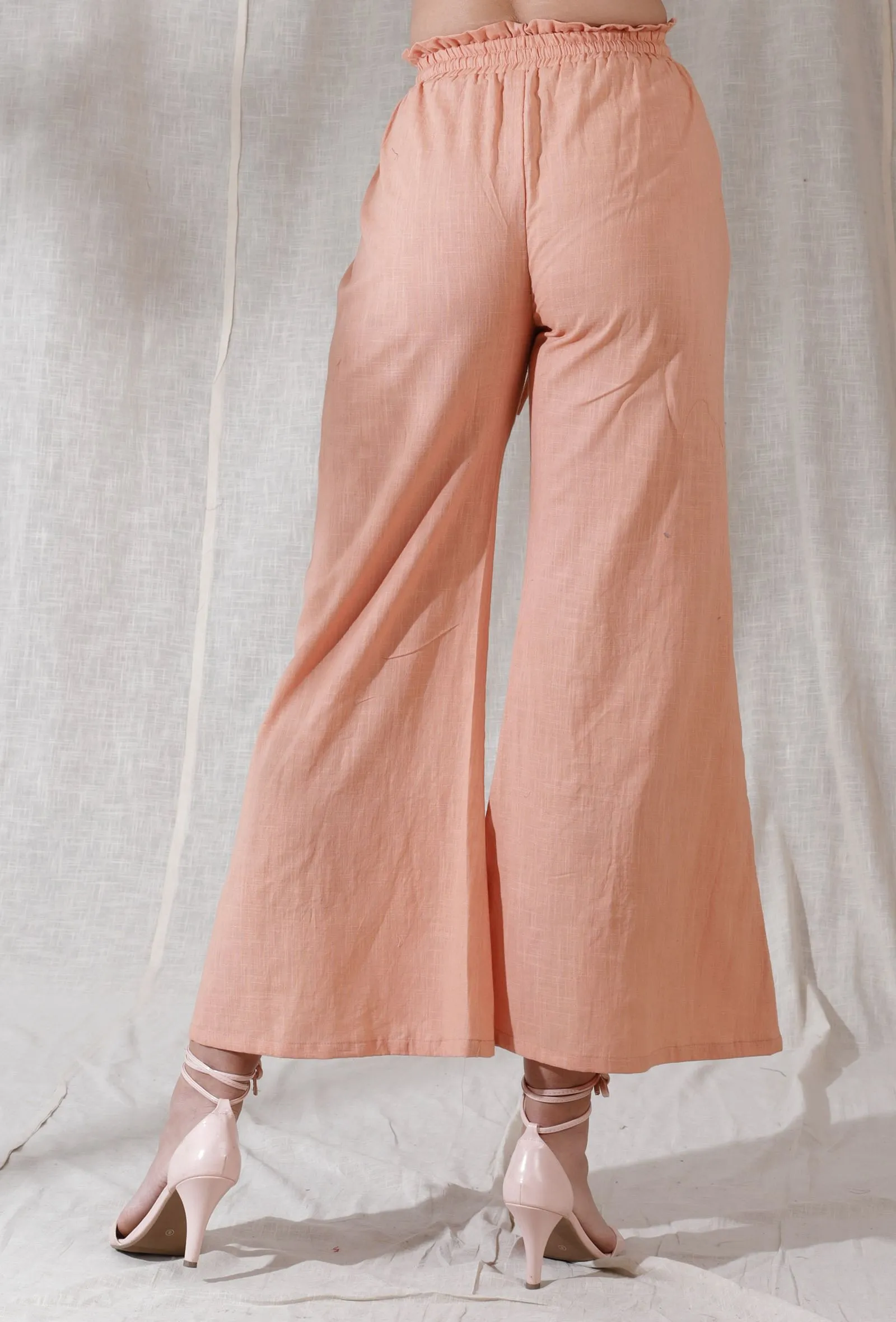 Peach color heavy cotton flared pant