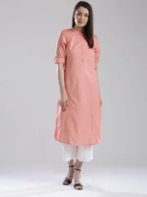 Peach Cotton Kurta With Palazzo
