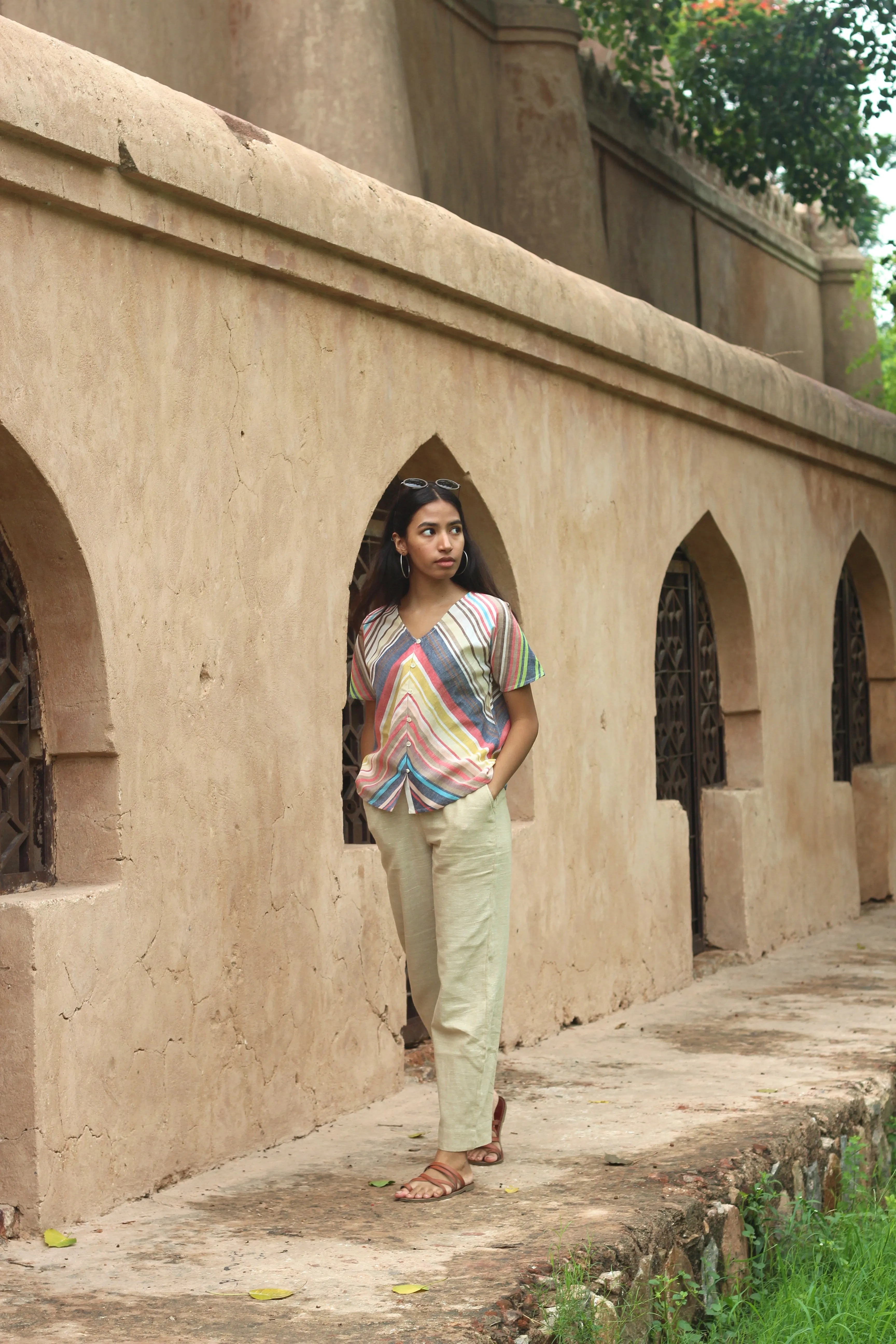 Pichkaari Kimono Stripe Top