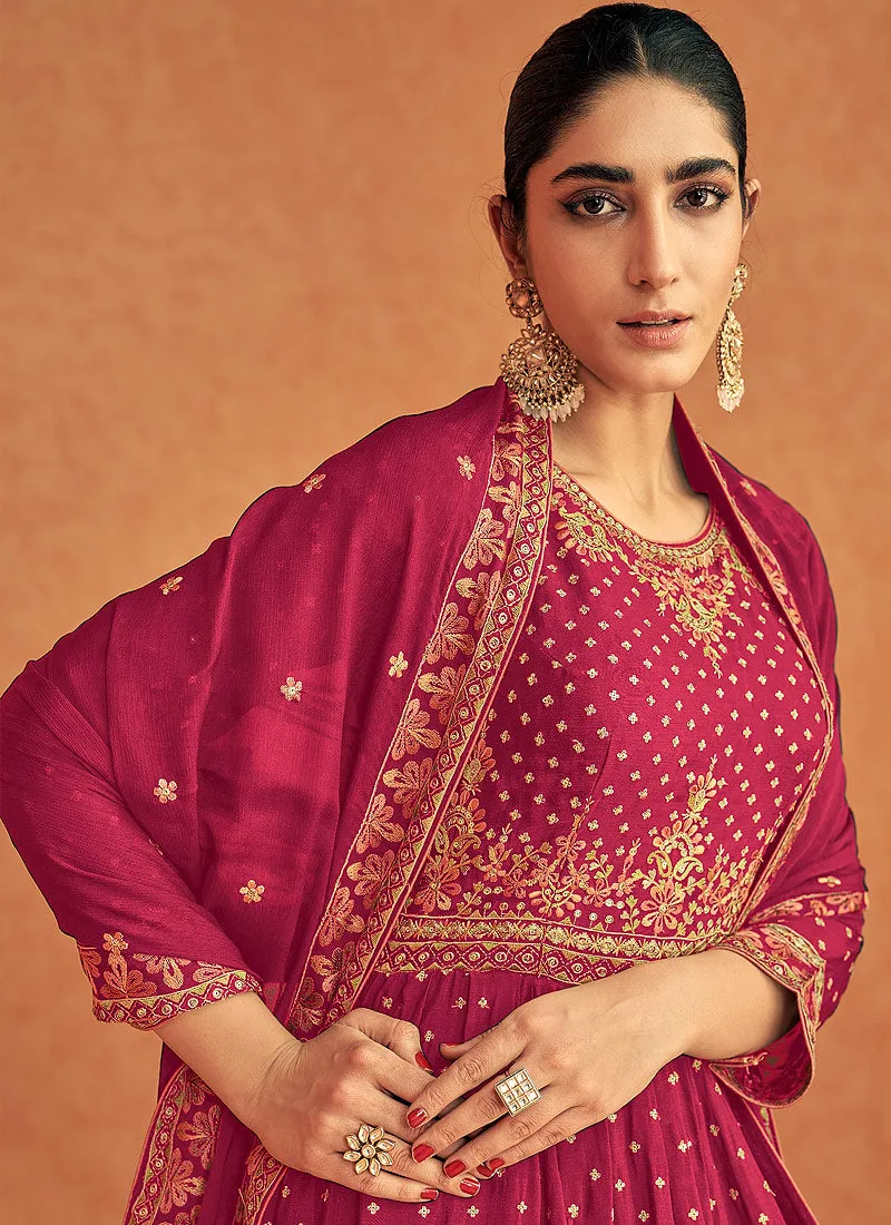 Pink Embroidered Peplum Kurti Lehenga