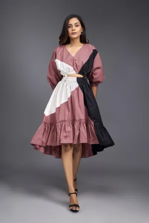 PINK FLARED BOTTOM SKIRT WITH TOP CO-ORD