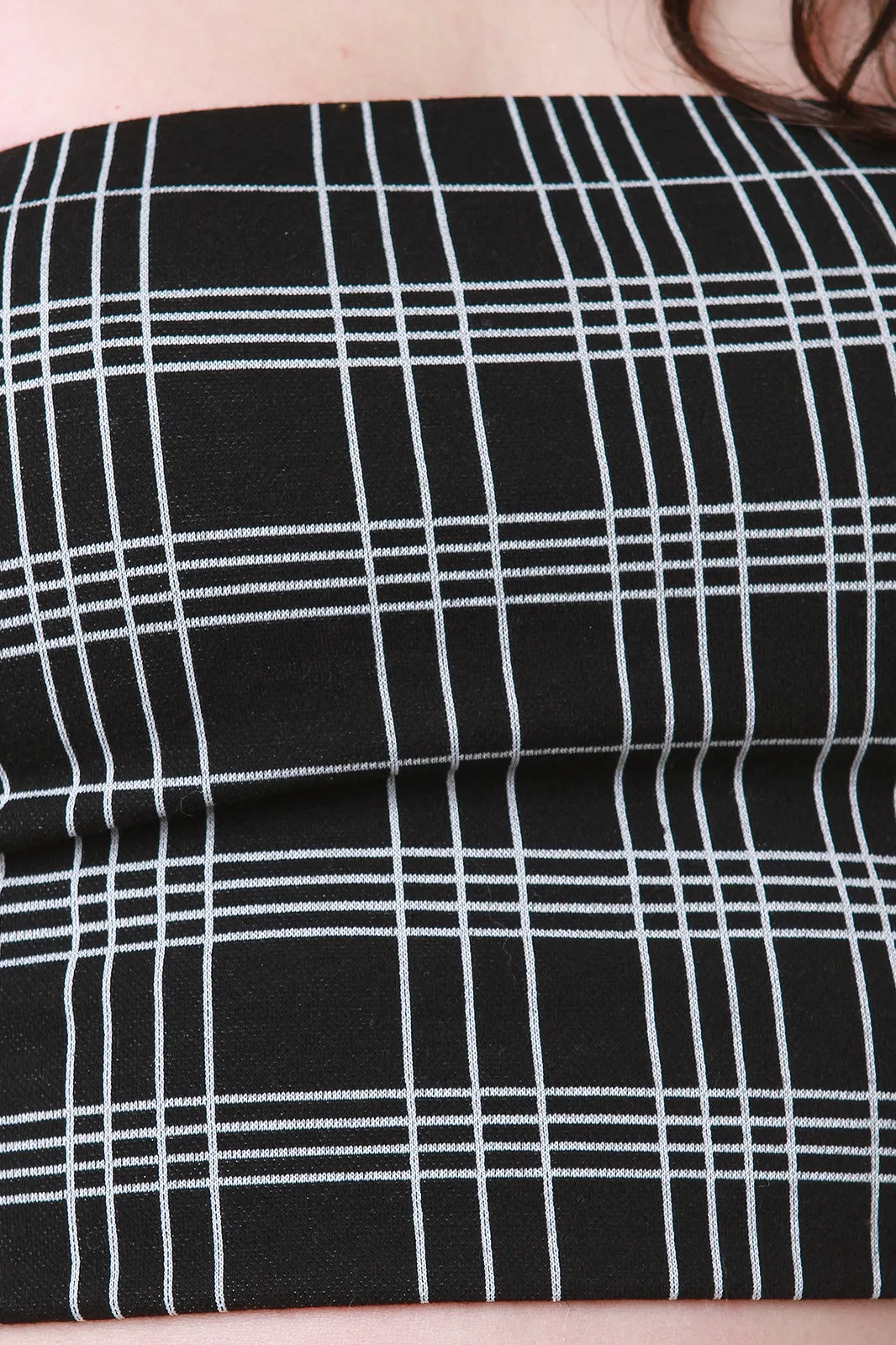 Plaid Tube Top With Flared Pants Set