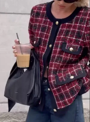 Plaid Woolen Short Coat