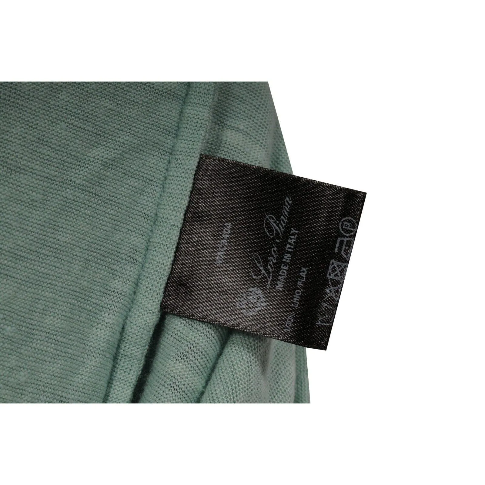 Polo Shirt Size Small Green 100% Linen Short Sleeve Collar Henley