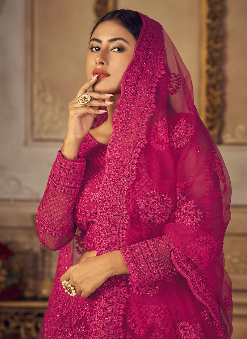 Rani Pink Embroidery Designer Wedding Lehenga Choli