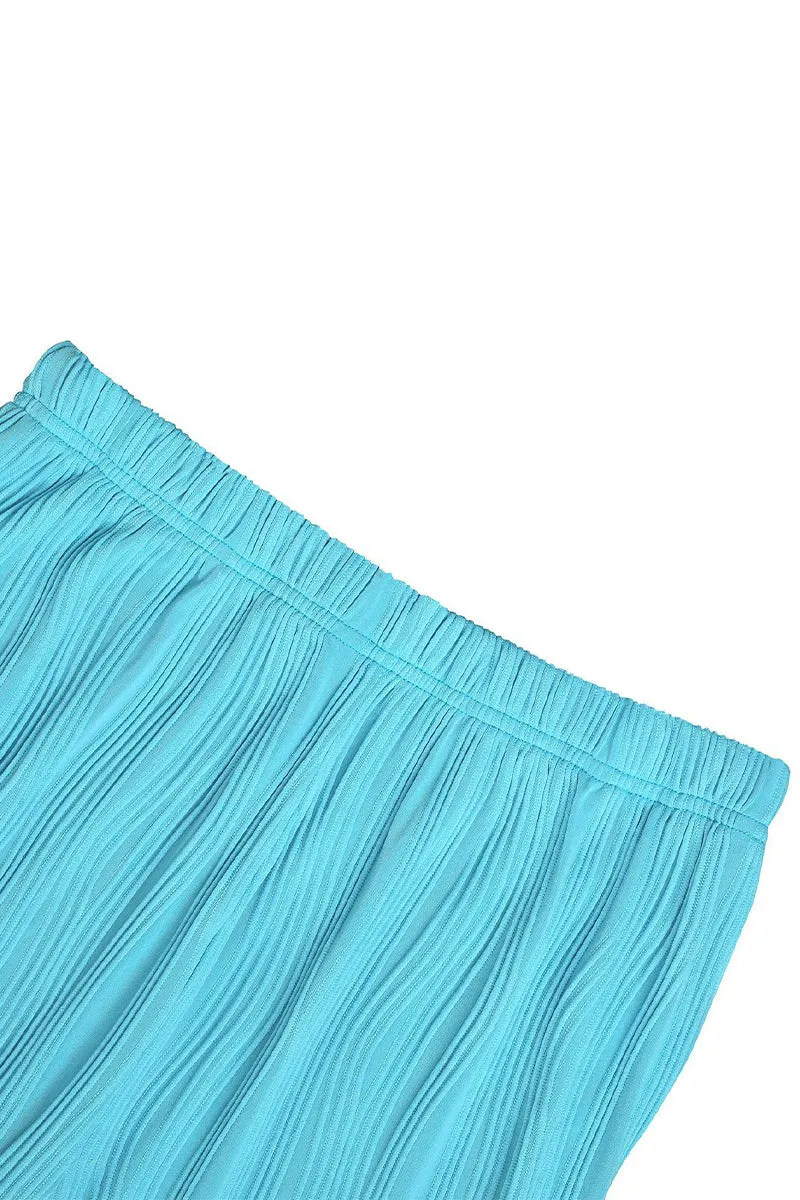 Rib Short Sleeve Flared Pants Set