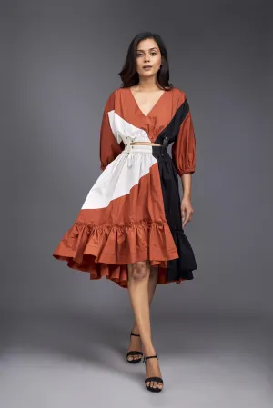 RUST FLARED BOTTOM SKIRT WITH TOP CO-ORD
