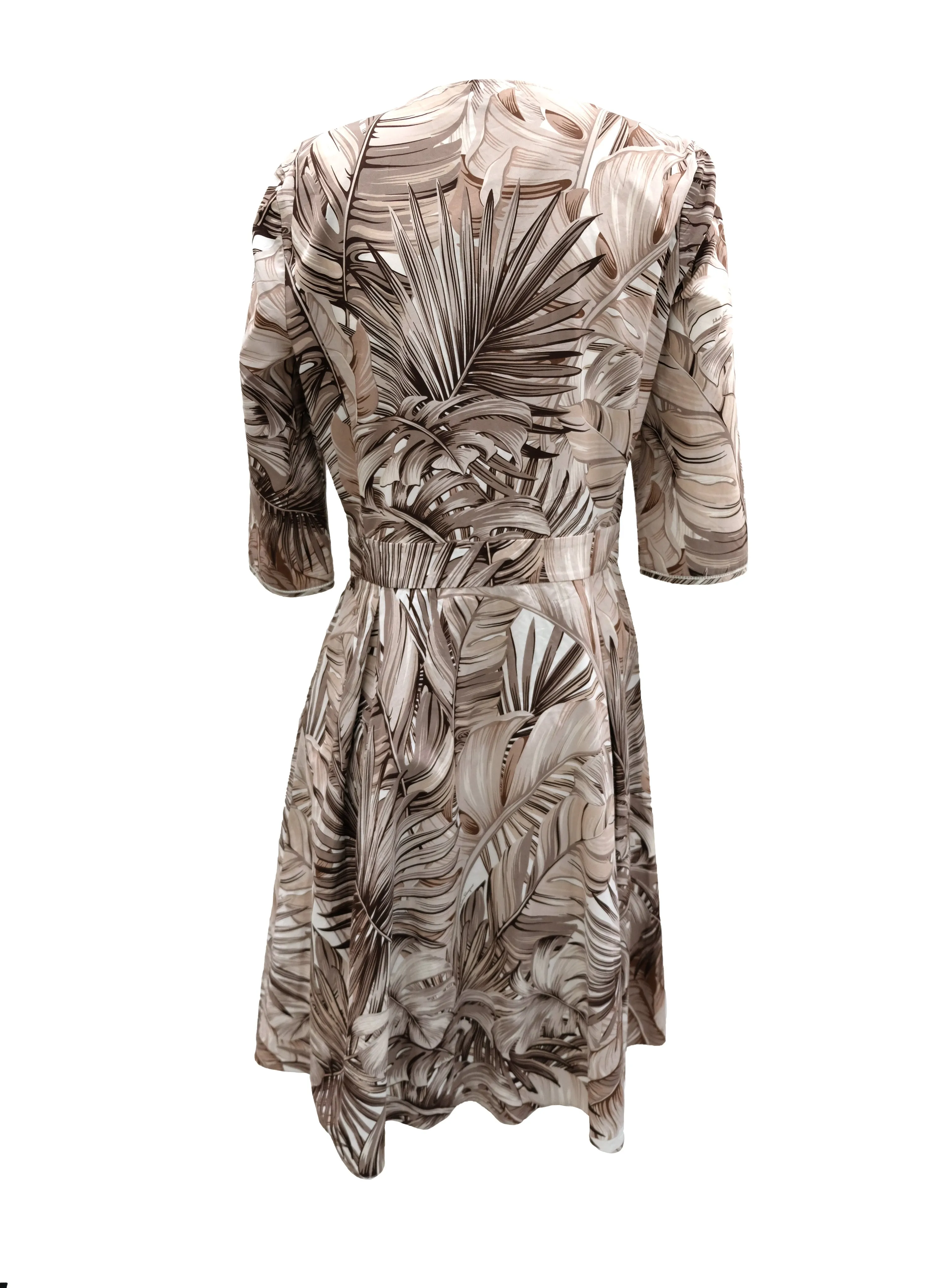 Salvatore Ferragamo Palm Print Cotton Dress, UK10