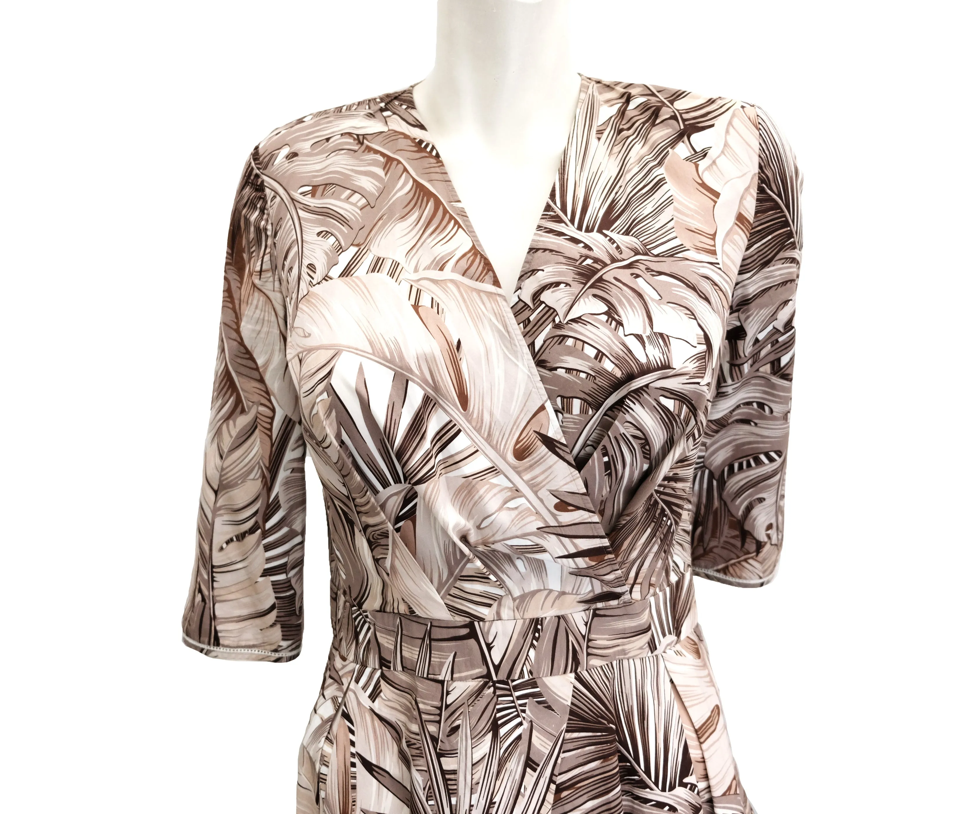 Salvatore Ferragamo Palm Print Cotton Dress, UK10