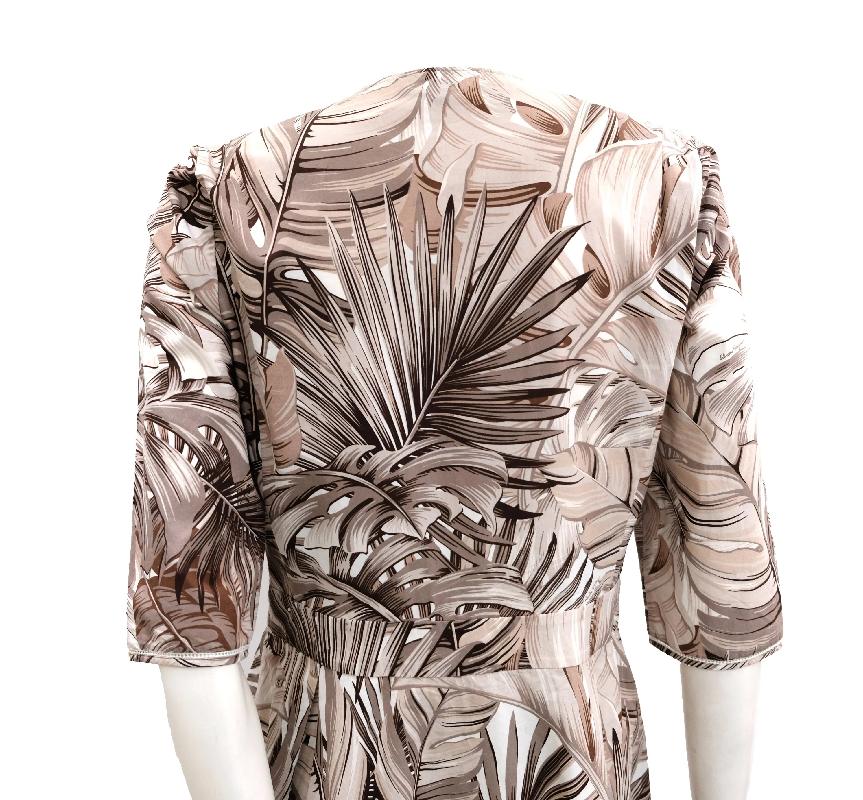 Salvatore Ferragamo Palm Print Cotton Dress, UK10