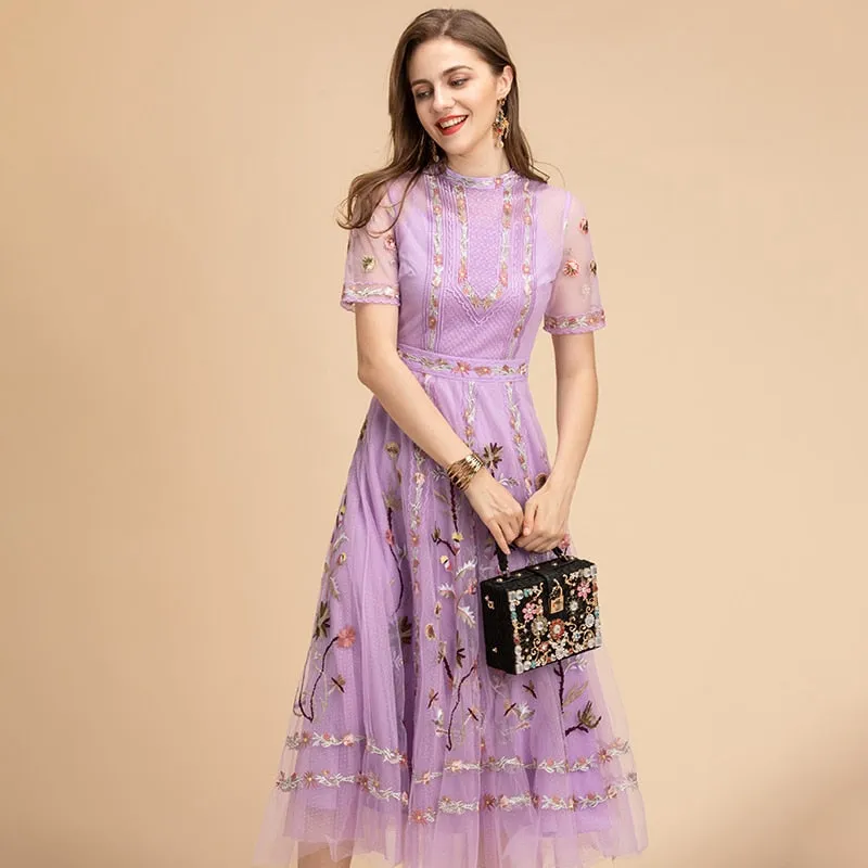Short sleeve Women's Mesh Midi Dress