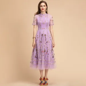 Short sleeve Women's Mesh Midi Dress
