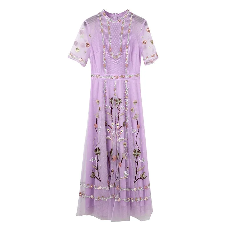 Short sleeve Women's Mesh Midi Dress