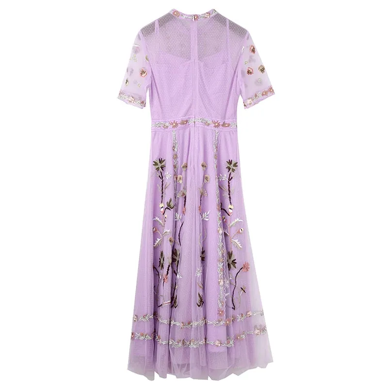 Short sleeve Women's Mesh Midi Dress