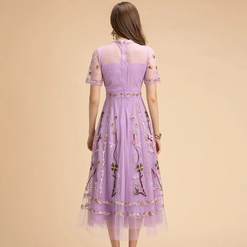 Short sleeve Women's Mesh Midi Dress