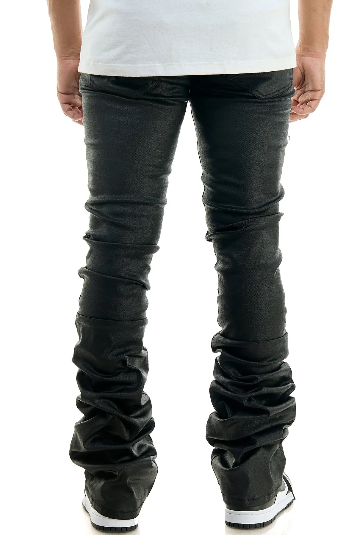 Skinny Flared Super Stacked Pants in Deep Grey