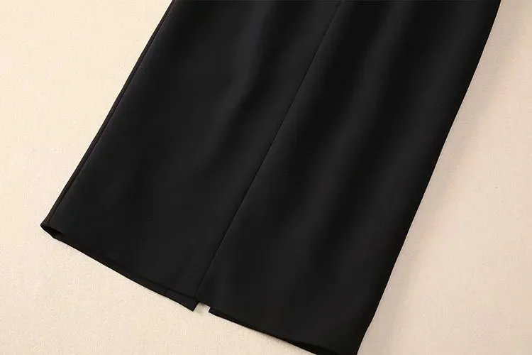 Slim-Fit Hip Wrap Embroidery Dress