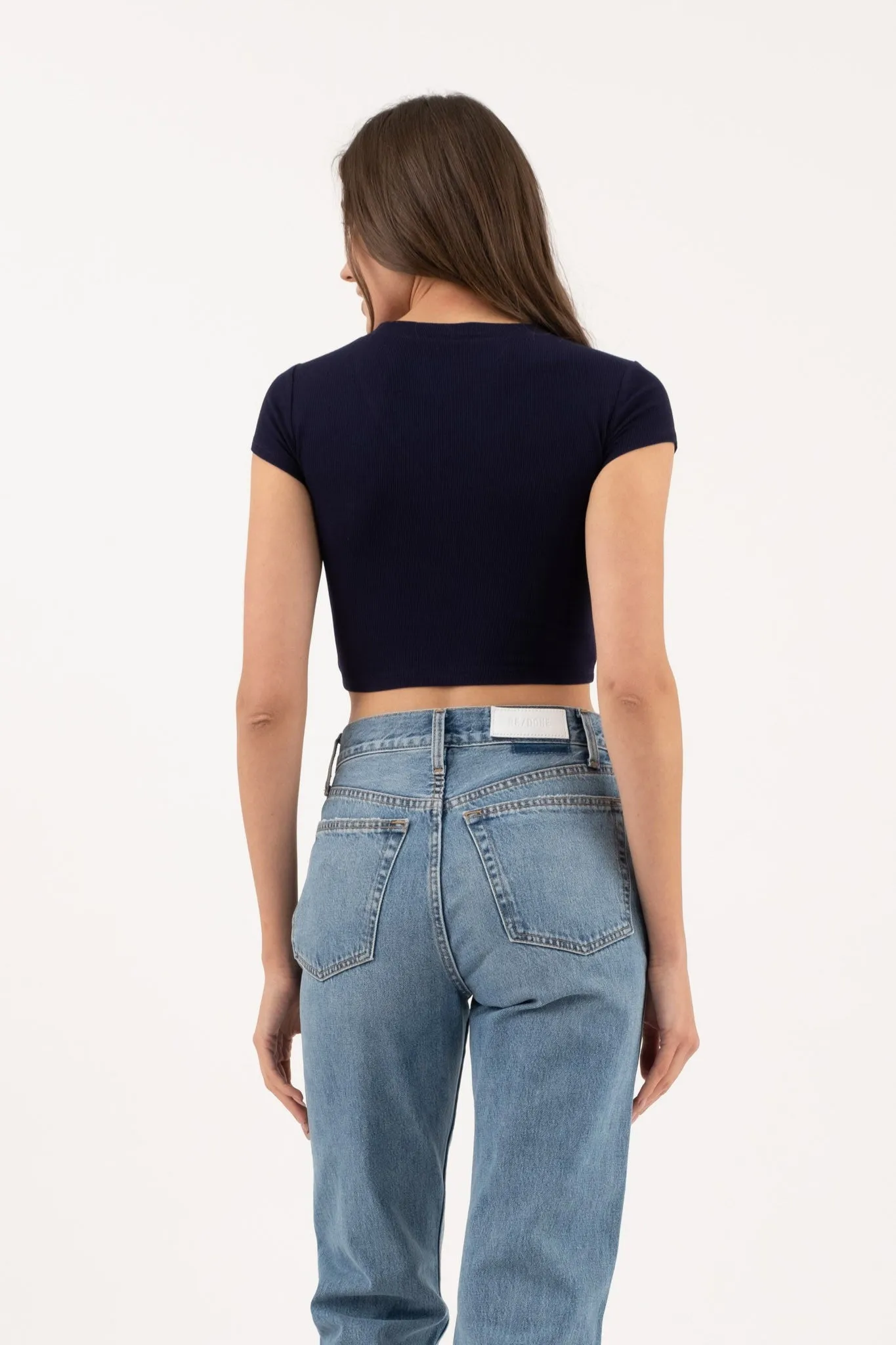 Snap Button Henley Crop Shirt