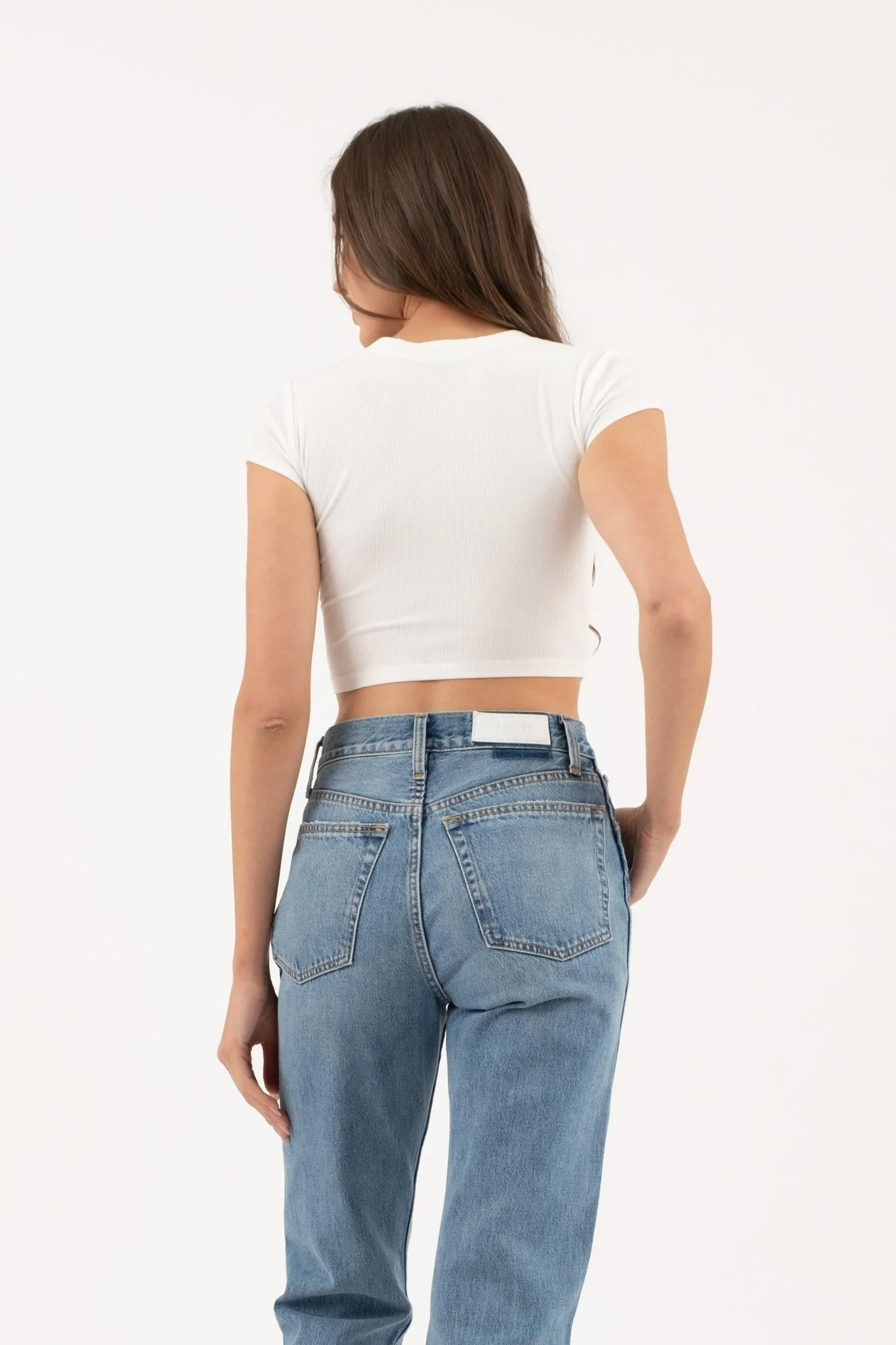 Snap Button Henley Crop Shirt