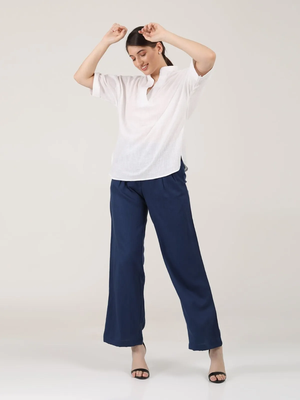 Solid Kimono Top with Wide Leg Pants Co-ord Set