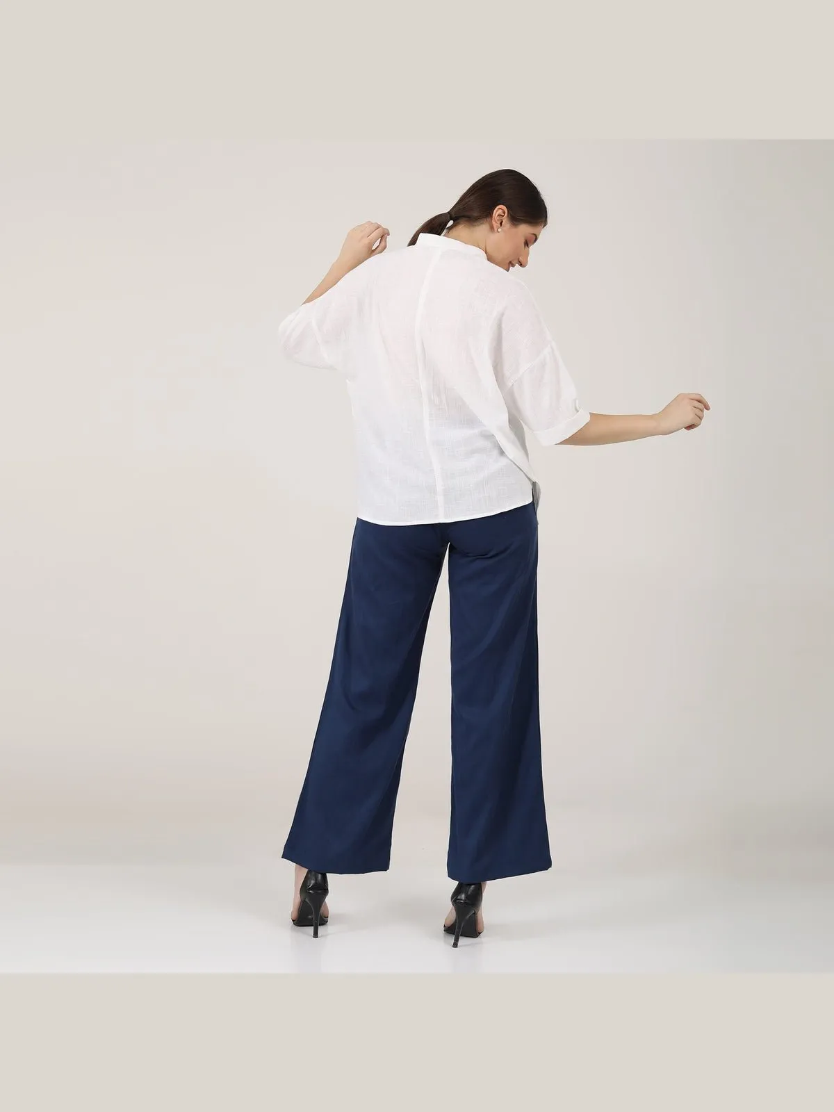 Solid Kimono Top with Wide Leg Pants Co-ord Set