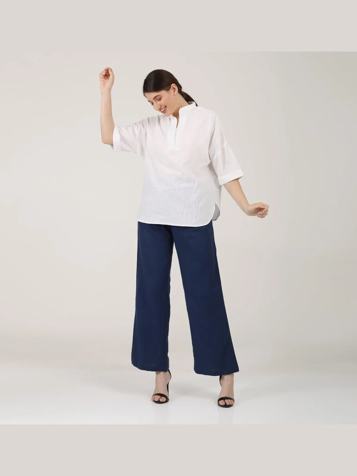 Solid Kimono Top with Wide Leg Pants Co-ord Set