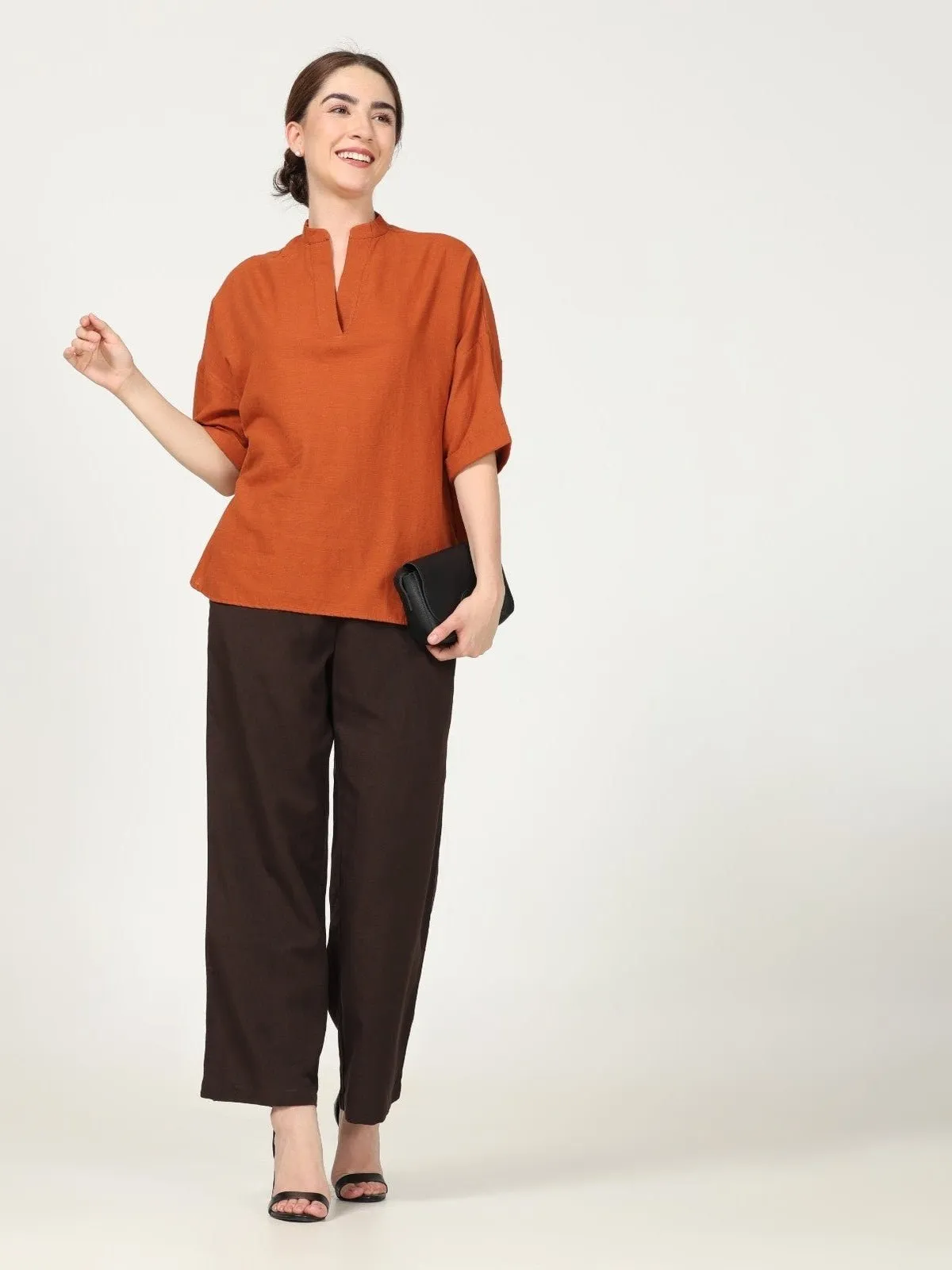 Solid Kimono Top with Wide Leg Pants Co-ord Set